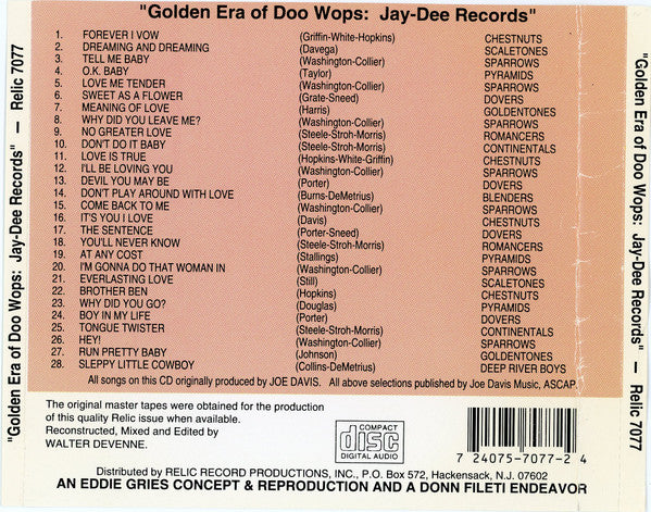 Various : The Golden Era Of Doowops: The Groups Of Jay-Dee Records (CD, Comp)