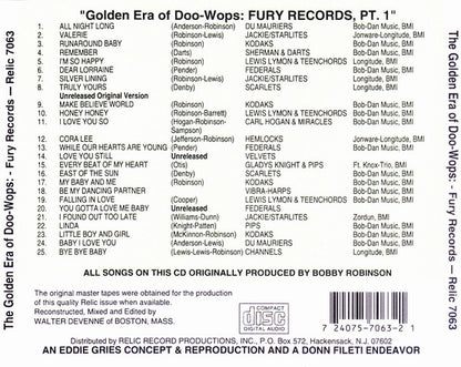 Various : The Golden Era Of Doowops: The Groups Of Fury Records, Pt. 1 (CD, Comp)