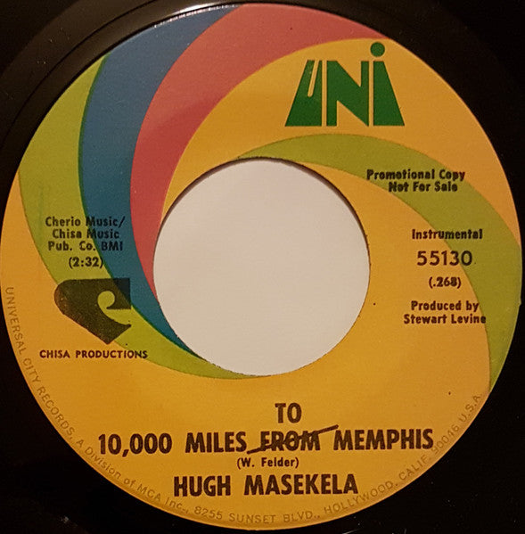 Hugh Masekela : Gettin' It On / 10,000 Miles To Memphis (7", Promo)