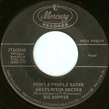 Big Bopper : Chantilly Lace / Purple People Eater Meets Witch Doctor (7", Single)