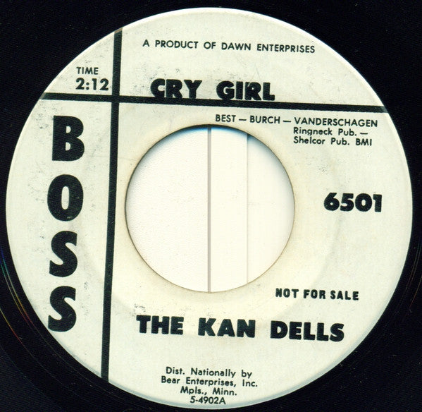 The Kan Dells : Cry Girl / Cloudburst (7", Single, Promo)