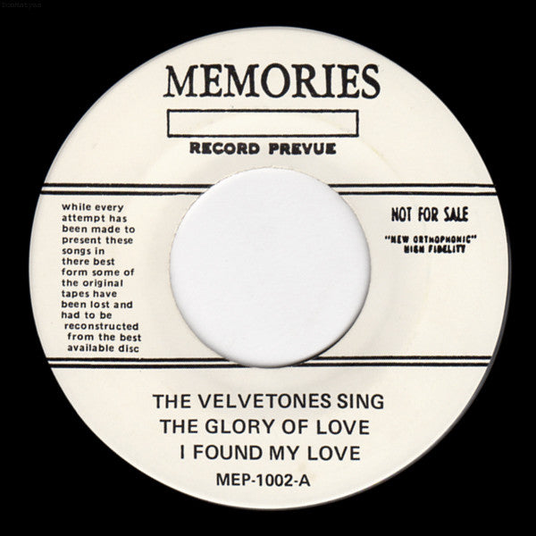 The Velvetones (2) : The Glory Of Love (7", EP, Promo)