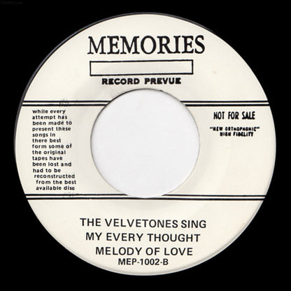 The Velvetones (2) : The Glory Of Love (7", EP, Promo)