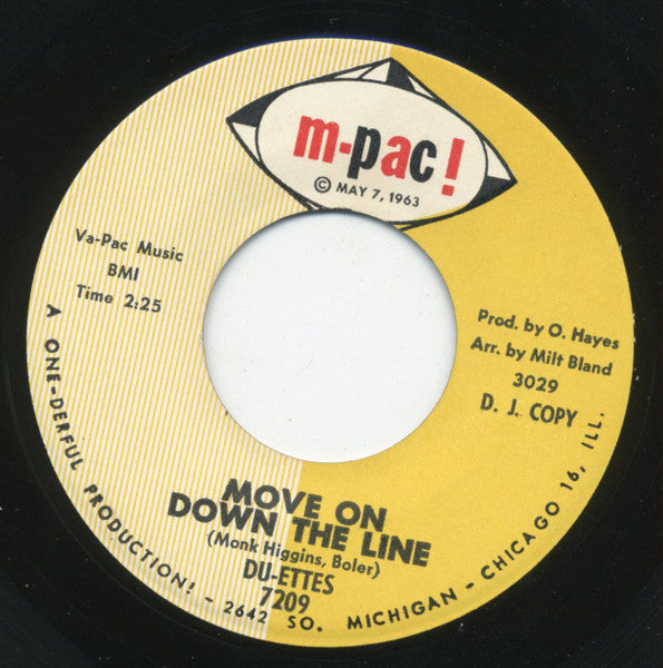 The Du-Ettes : Move On Down The Line / Have You Seen (My Baby) (7", Single, Promo)