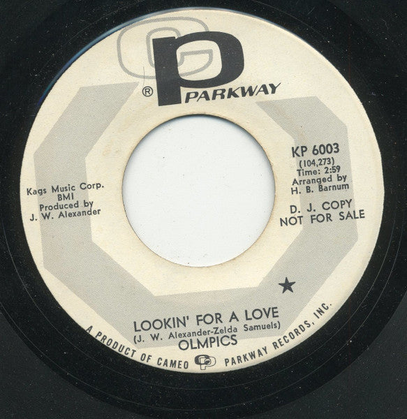 The Olympics : Lookin' For A Love (7", Single, M/Print, Promo)