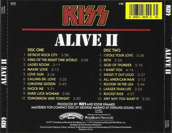 Kiss : Alive II (2xCD, Album, Club, RE)