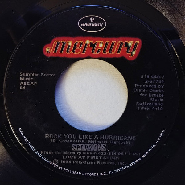 Scorpions : Rock You Like A Hurricane (7", Single, Styrene, 54 )