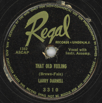 Larry Darnell : Don't Go, Don't Go / That Old Feeling (Shellac, 10")