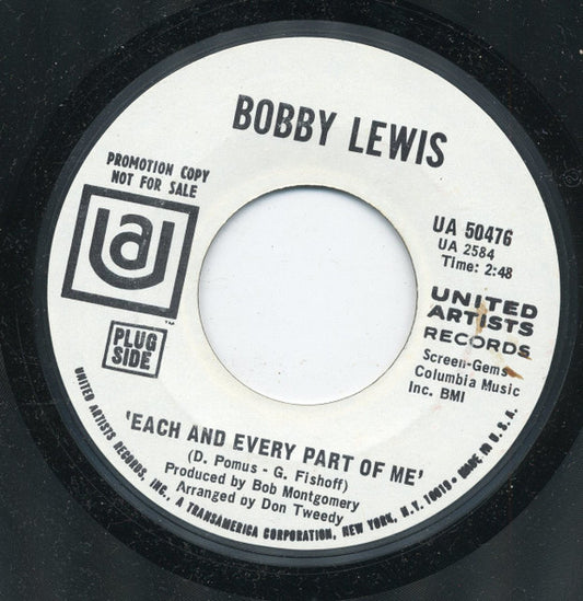 Bobby Lewis (6) : Each And Every Part Of Me / My (Is Such A Lonely Word) (7", Single, Promo, Styrene)