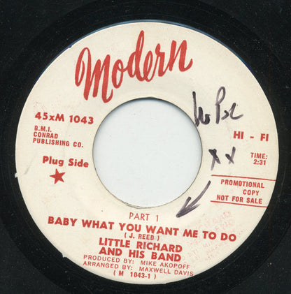 Little Richard And His Band : Baby What You Want Me To Do (7", Single, Promo)
