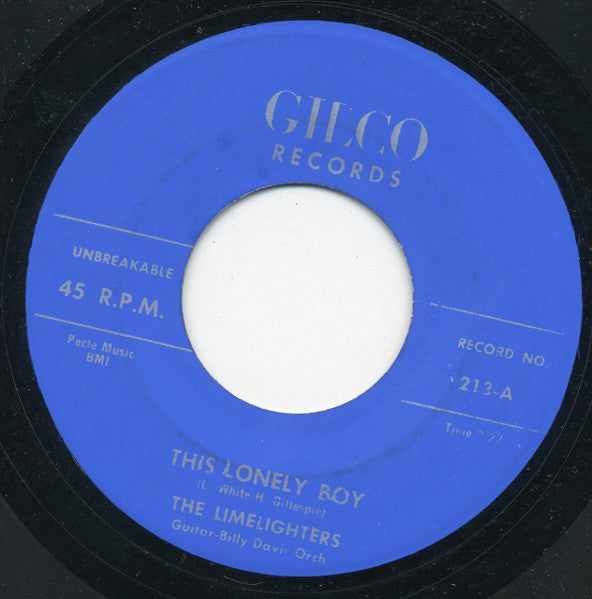 The Limelighters (2) : This Lonely Boy / Sister Sooky Comes Home (7", Single, RE)