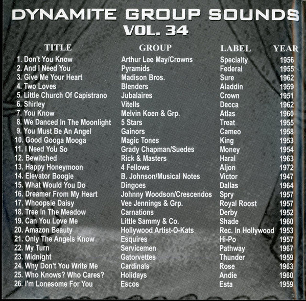 Various : Dynamite Group Sounds Vol. 34 - 26 Explosive Group Harmony Sides (CD, Comp)