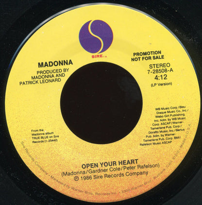 Madonna : Open Your Heart (7", Single, Promo)