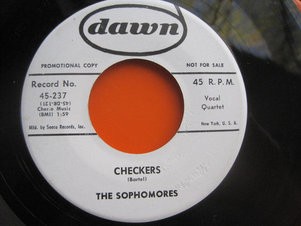 The Sophomores : Each Time I Hold You / Checkers (7", Promo)