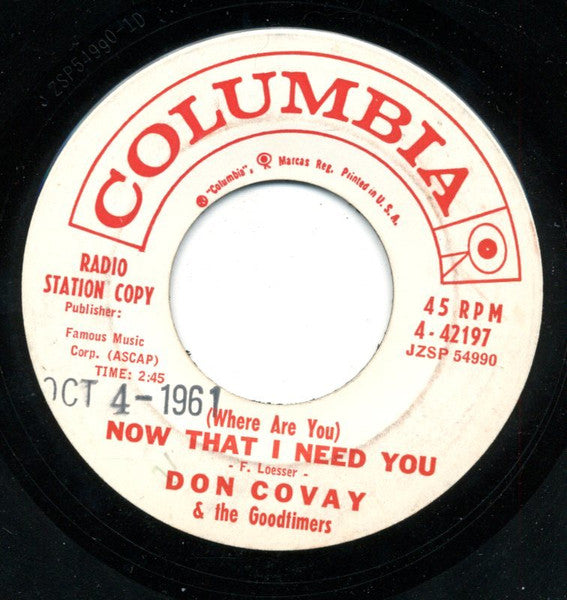 Don Covay & The Goodtimers : (Where Are You) Now That I Need You  / Teen Life Swag (7", Single, Promo)
