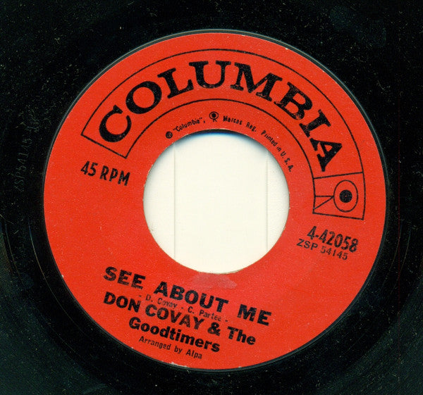 Don Covay & The Goodtimers : Hand Jive Workout / See About Me (7", Single, Styrene)