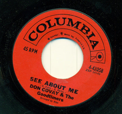 Don Covay & The Goodtimers : Hand Jive Workout / See About Me (7", Single, Styrene)