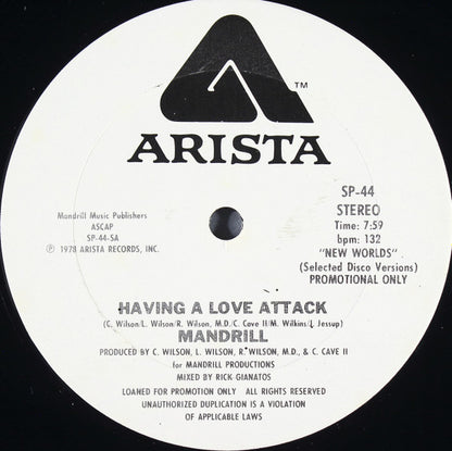 Mandrill : Having A Love Attack / Don't Stop / Stay Tonite (12", Promo)