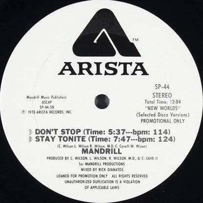 Mandrill : Having A Love Attack / Don't Stop / Stay Tonite (12", Promo)