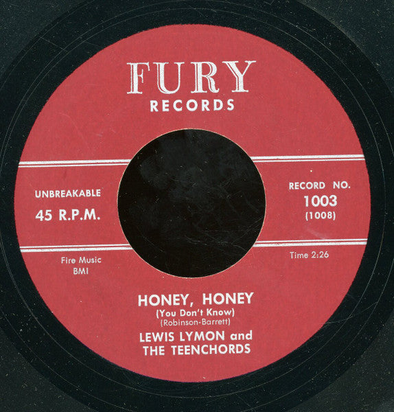 Lewis Lymon & The Teenchords : Honey, Honey (You Don't Know) / Please Tell The Angels (7", RE, Unofficial)