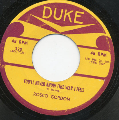 Rosco Gordon : The Dilly Bop / You'll Never Know (The Way I Feel) (7", Single)