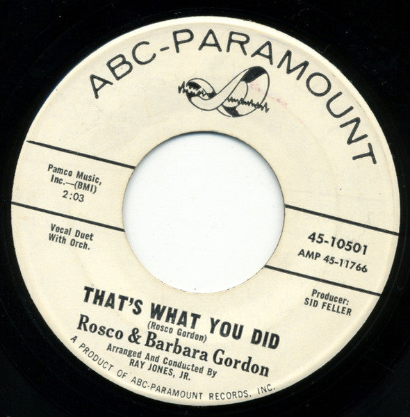 Rosco Gordon, Barbara Gordon : That's What You Did / I Don't Stand A Chance (7", Single, Promo)