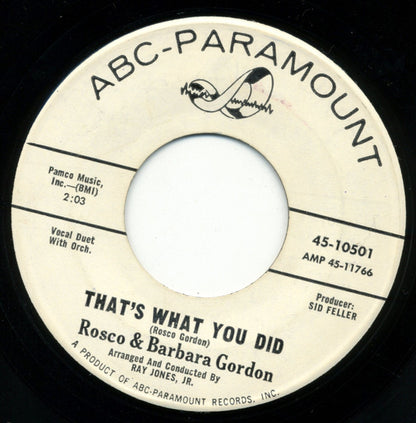 Rosco Gordon, Barbara Gordon : That's What You Did / I Don't Stand A Chance (7", Single, Promo)