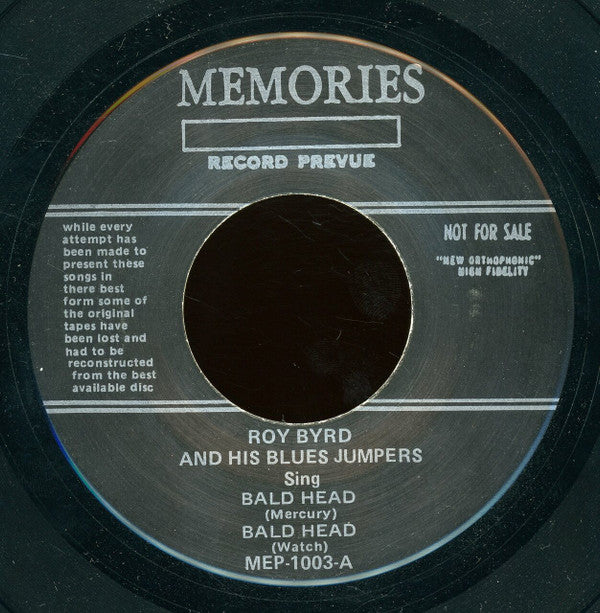 Roy Byrd & His Blues Jumpers / Joe Williams And Red Saunders & His Orchestra / Eddy Clearwater : Bald Head (7", EP, Promo, Unofficial, Tra)