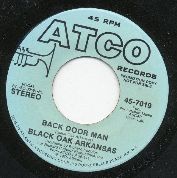 Black Oak Arkansas : Back Door Man (7", Single, Mono, Promo, PL )