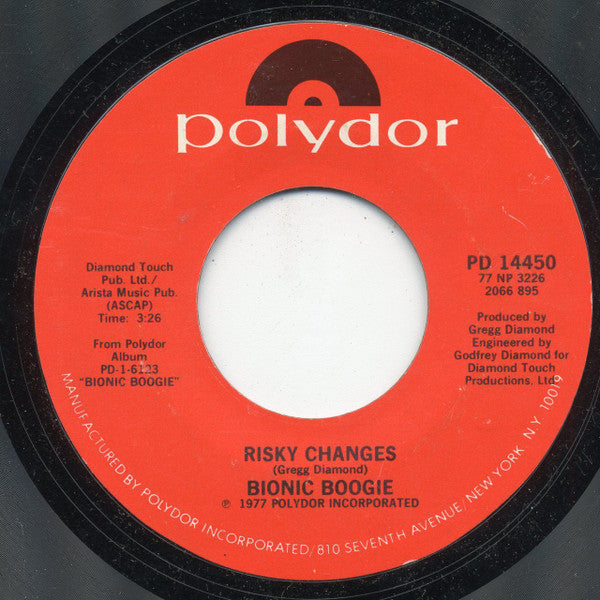 Bionic Boogie : Risky Changes (7", Single, Styrene)