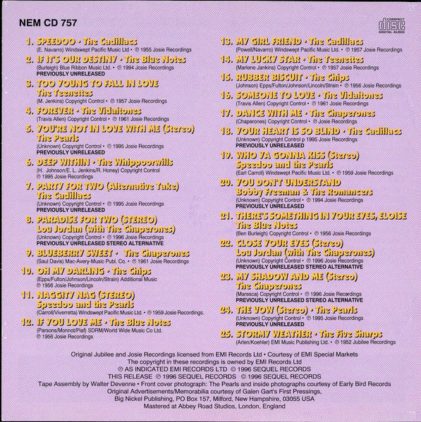 Various : Jubilee & Josie R&B Vocal Groups Volume Four (CD, Comp)