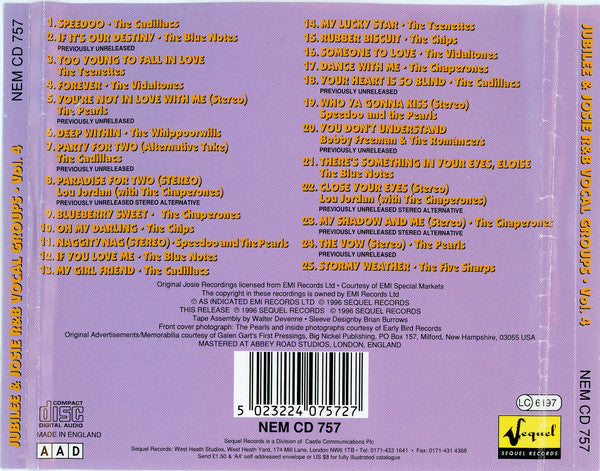 Various : Jubilee & Josie R&B Vocal Groups Volume Four (CD, Comp)