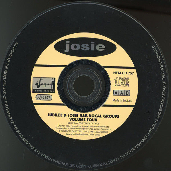 Various : Jubilee & Josie R&B Vocal Groups Volume Four (CD, Comp)