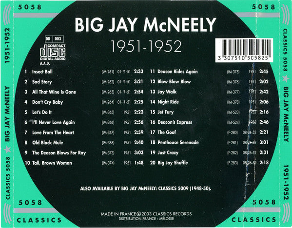Big Jay McNeely : The Chronological Big Jay McNeely 1951-1952 (CD, Comp)