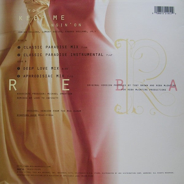 Reba McEntire : You Keep Me Hangin' On (Extended Mix) (12", Ltd, Num, Col)