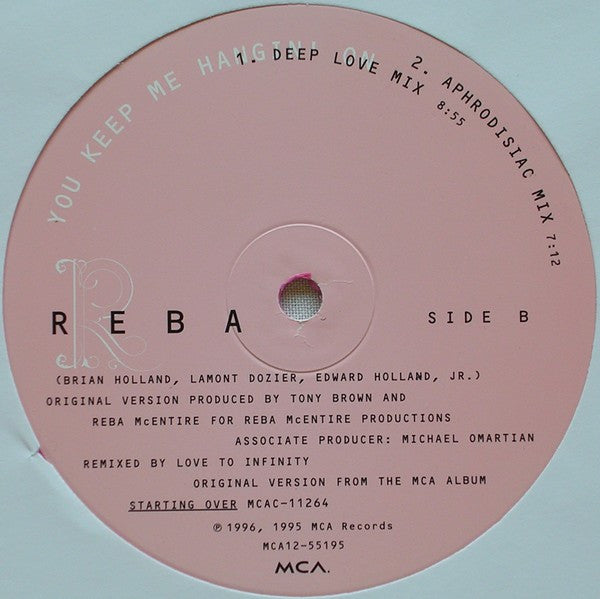 Reba McEntire : You Keep Me Hangin' On (Extended Mix) (12", Ltd, Num, Col)