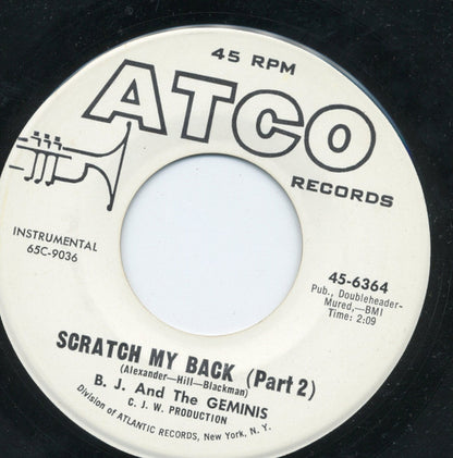 B. J. And The Geminis : Scratch My Back (7", Single, Promo)