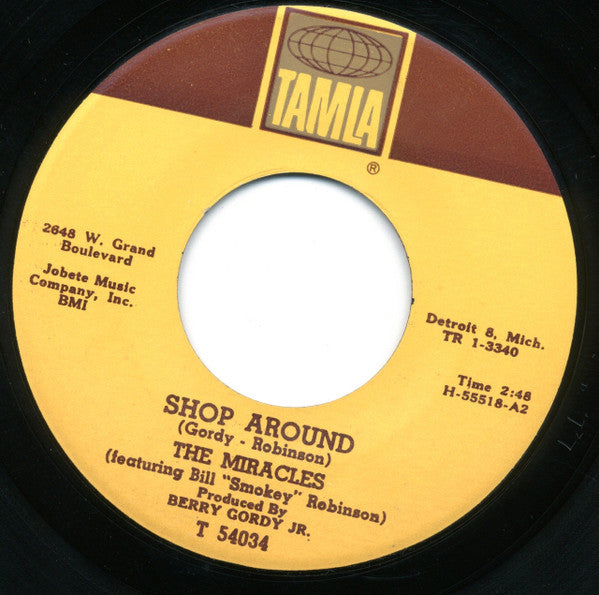 The Miracles : Shop Around / Who's Lovin You (7", Single, Mono, RE)