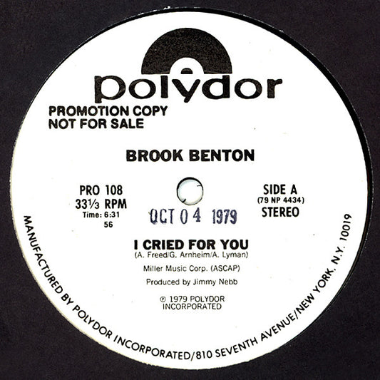 Brook Benton : I Cried For You (12", Promo)