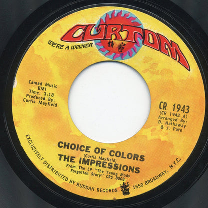 The Impressions : Choice Of Colors (7", Single, Styrene, Pit)
