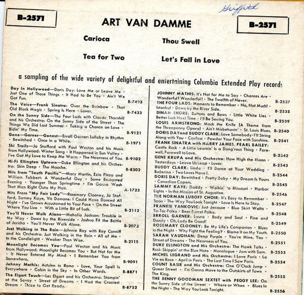 The Art Van Damme Quintet : Art Van Damme (7", EP, Styrene)