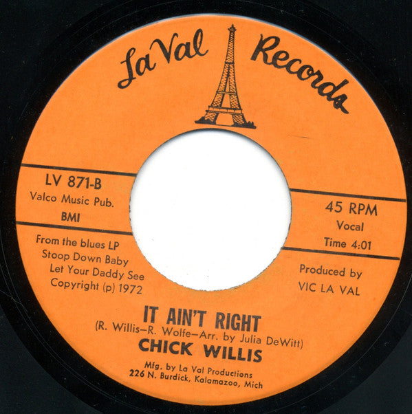 Chick Willis : Stoop Down Baby / It Ain't Right (7", Single)