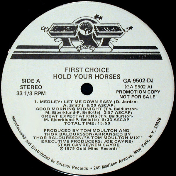 First Choice : Hold Your Horses (LP, Album, P/Mixed, Promo)