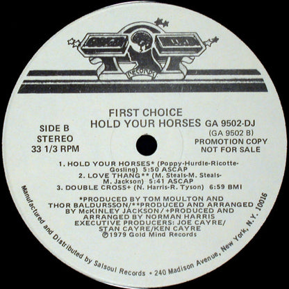 First Choice : Hold Your Horses (LP, Album, P/Mixed, Promo)