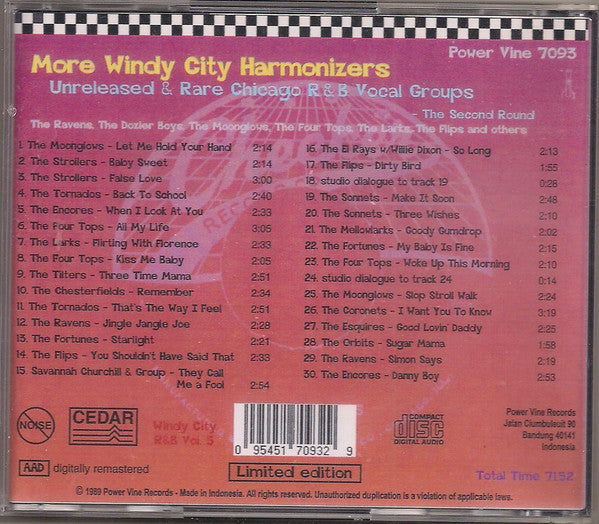 Various : More Windy City Harmonizers (Unreleased & Rare Chicago R&B Vocal Groups - The Second Round) (CD, Comp, Ltd)