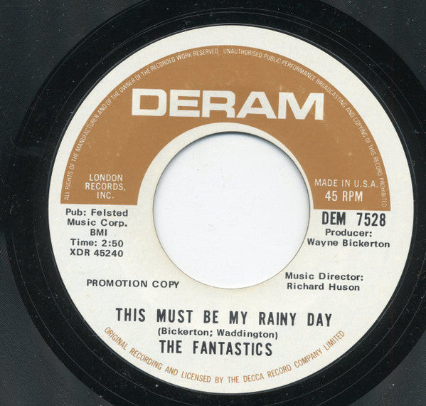 The Fantastics : Face To Face With Heartache (7", Single, Promo, Styrene)