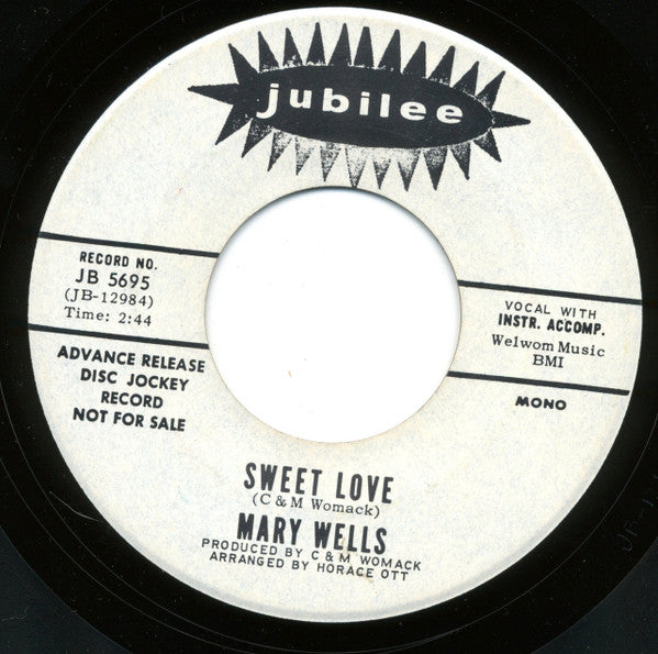 Mary Wells : Sweet Love (7", Single, Promo)