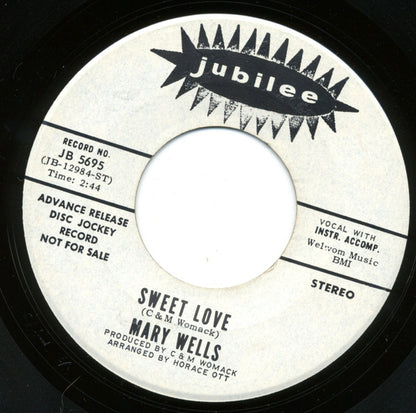 Mary Wells : Sweet Love (7", Single, Promo)