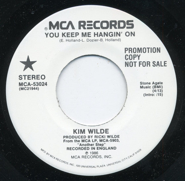 Kim Wilde : You Keep Me Hangin' On (7", Single, Promo, Com)