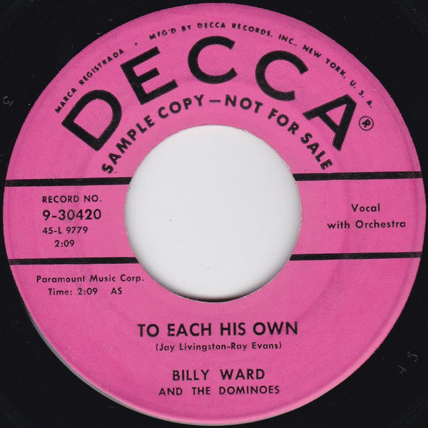 Billy Ward And His Dominoes : I Don't Stand A Ghost Of A Chance With You (7", Single, Promo)